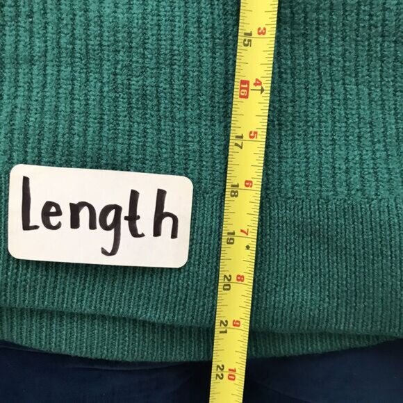 Aritzia Teal Green Chunky Knit Merino Wool Long Sleeve Pullover Sweater - M - Picture 7 of 9